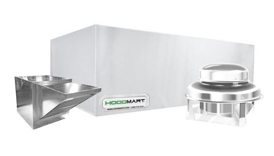 HOODMART TYPE 2 Heat and Fume Hood SYSTEM W/ MAKE-UP AIR 3' x 48" EXSS003BTYPE2-MUA-PKG SHOP HOODS, COMMERCIAL HOOD PACKAGES, Type 2 & Condensate Hoods, Heat Removal, Heat Removal Hood System W/Short Cycle Make-Up Air