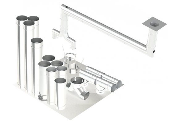 18"- Single Wall Kit, Two 12" Connections, Grease Duct, Two 90's, 30' Straight, Including No Weld Hood and Fan Connections SWNAKS-KIT14 SHOP HOODS, DUCTWORK, Single Wall Grease Duct Kits, Single Wall Kit - Straight w/ Pant Leg and 2 - 90's