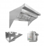HoodMart Low Ceiling Sloped Front Restaurant Hood System w/PSP Makeup Air 15’ x 48” EXH0015LB-PSP SHOP HOODS, COMMERCIAL HOOD PACKAGES, Makeup-Air Hood Packages, Low Ceiling Sloped Front PSP, Untempered Air