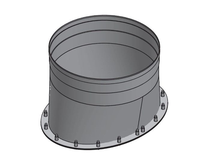 18" Diameter, Single Wall Grease Duct, No Weld Hood Adapter Oval - Start SWCK18-NWHO SHOP HOODS, DUCTWORK, Single Wall Grease Duct Accessories, Single Wall 18” Diameter