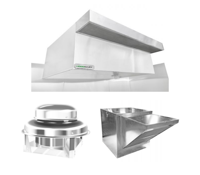 HOODMART TYPE 2 condensate Hood SYSTEM W/ PSP MAKE-UP AIR 3' x 36" EXSS003BCOND-PSP-PKG SHOP HOODS, COMMERCIAL HOOD PACKAGES, Type 2 & Condensate Hoods, Condensate Steam, Condensate Hood System W/ PSP Make-Up Air
