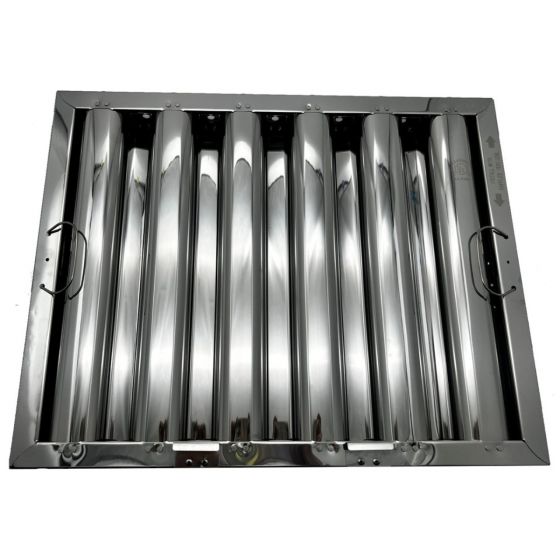 Stainless Steel Commercial Hood Baffle Grease Filter, 16-inch x 25-inch x 2-inch W/CLIPS STAINLESS_16_25_2_GA SHOP HOODS, ACCESSORIES, Filters