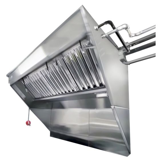 Hoodmart Stainless Steel Integrated Exhaust Hood and Fan System - Low Box Concession w/double Exhaust Louver 7' X 40" - Patent Pending LBOX-AV7C SHOP HOODS, COMMERCIAL HOOD PACKAGES, Concession Hood Packages, Integrated Exhaust Hood and Fan System for Food Truck / Concession