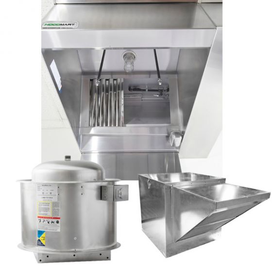 HoodMart Restaurant Hood System w/(BRP) Back Return Plenum Makeup-Air 17'x48" 2017BRP SHOP HOODS, COMMERCIAL HOOD PACKAGES, Makeup-Air Hood Packages, Back Return Plenum (BRP)