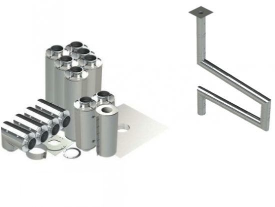 16" - Double Wall Kit, Reduced Clearance, Grease Duct, Four 90's, 50' Straight, Including No Weld Hood and Fan Connections DWNAKS-RC-KIT12 SHOP HOODS, DUCTWORK, Double Wall Reduced Clearance Grease Duct Kits, Double Wall Kit - Straight W 4 - 90'S