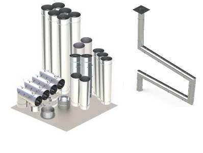 12" - Single Wall Kit, Grease Duct, Four 90's, 50' Straight, Including No Weld Hood and Fan Connections SWNAKS-KIT06 SHOP HOODS, DUCTWORK, Single Wall Grease Duct Kits, Single Wall Kit - Straight w/ 4 - 90's