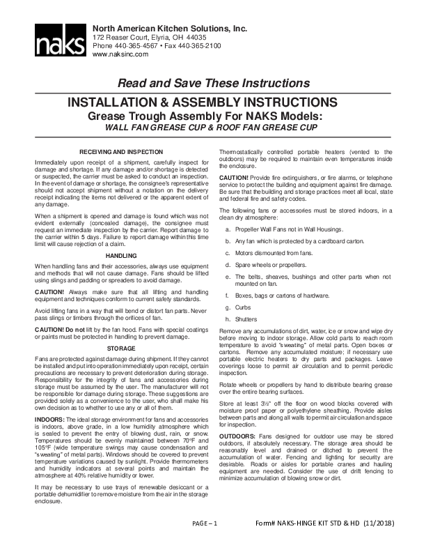 NAKS - Grease Trough Assembly Instructions