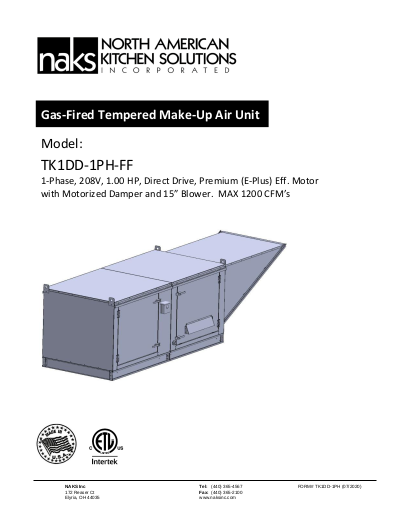 TK1 208V 1HP 1Phs