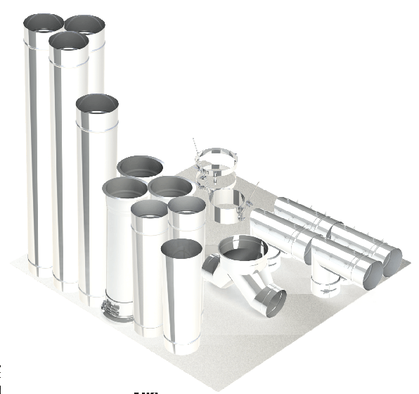 22"- Kit de Pared Simple, Dos 16" Conexiones, Ducto de Grasa, Dos Codos de 90°, 30' Recto, Incluyendo Conexiones de Campana y Ventilador Sin Soldadura SWNAKS-KIT20 COMPRAR, DUCTOS, Kits de conducto de grasa de pared simple, Kit de pared simple - Straight w / Pant Leg y 2 - 90's
