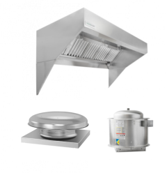 Hoodmart Paquete de Campana de Dosel de Pared de Frente Inclinado para Techo Bajo con Aire de Reposición Eco 5’ X 48”