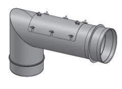 12" Diámetro, Ducto de Grasa de Pared Simple, 87 Grados Codo con Acceso