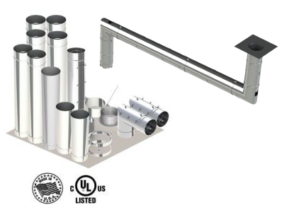 12" - Kit de Pared Simple, Ducto de Grasa, Dos Codos de 90°, 30' Recto, Incluyendo Conexiones de Campana y Ventilador Sin Soldadura SWNAKS-KIT05 COMPRAR, DUCTOS, Kits de conducto de grasa de pared simple, Kit de pared simple - Straight w/2 - 90's