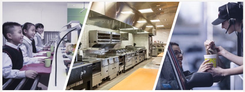 Commercial kitchen stainless appliances